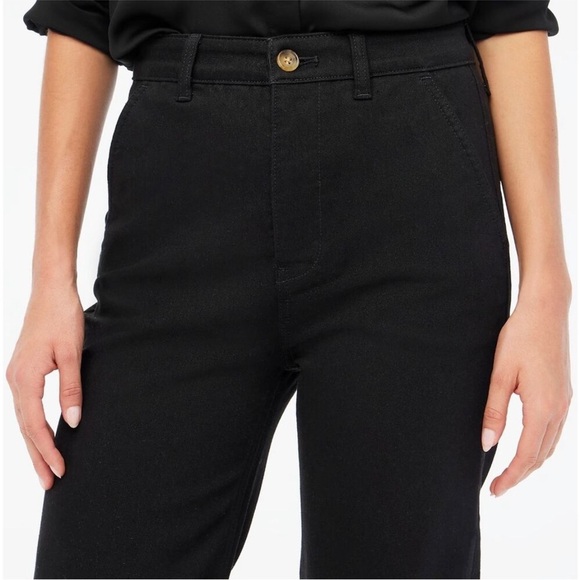 J CREW Black Wide-Leg Denim Trouser High-Rise Size 28 - Picture 3 of 13